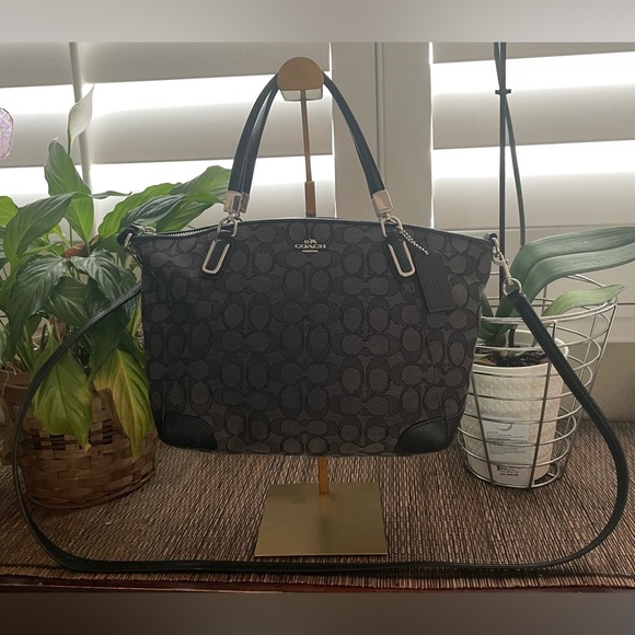 Coach Handbags - Coach Black/Charcoal Signature Shoulder Bag with Crossbody Strap